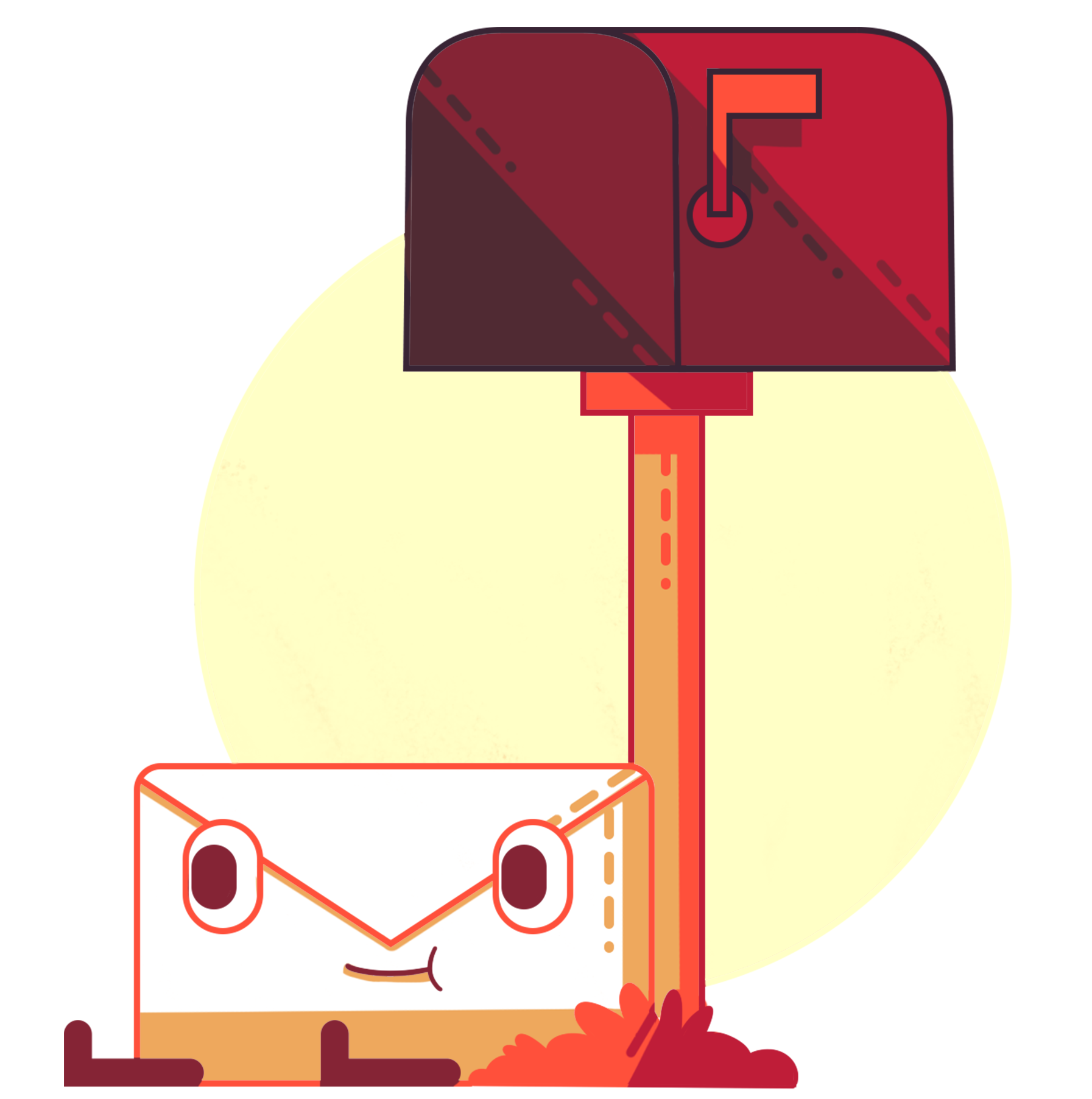 Illustration of a character contacting Pizia
